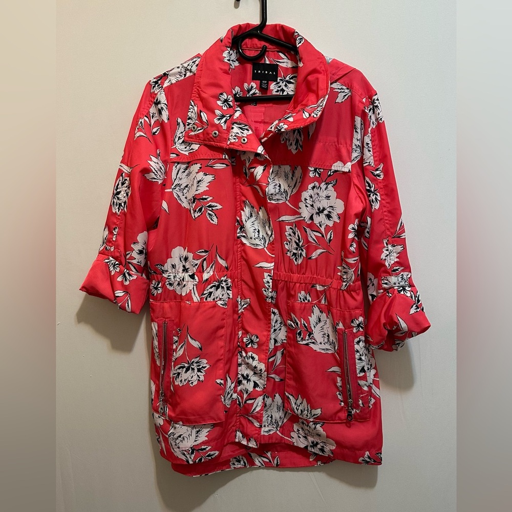 Tribal Pink Floral Design Rain Jacket